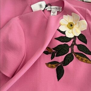 Oscar de la Renta Pink Blazer with Floral Embroidery